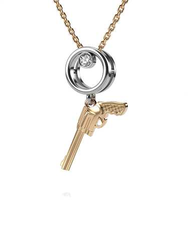 Колье из комбинированного золота с фианитом HP-п129-1ф/бж