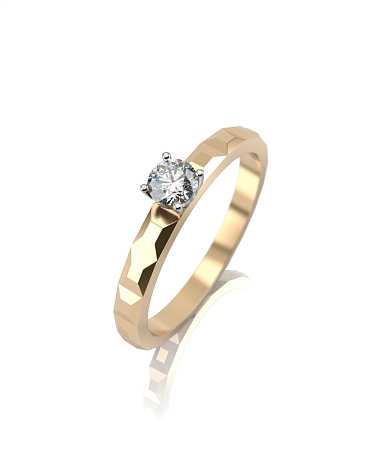 Помолвочное кольцо из комбинированного золота с бриллиантом ШД-к119-1бр/бж