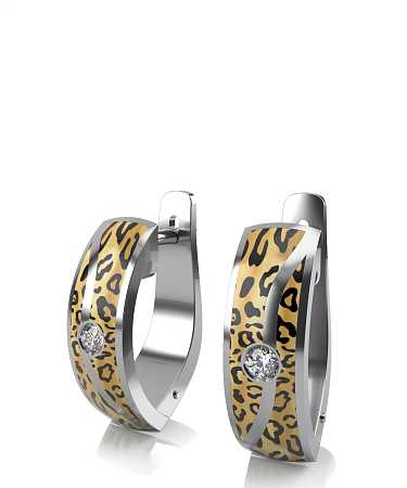 Серьги из серебра с керамикой и фианитами SF-с47/с