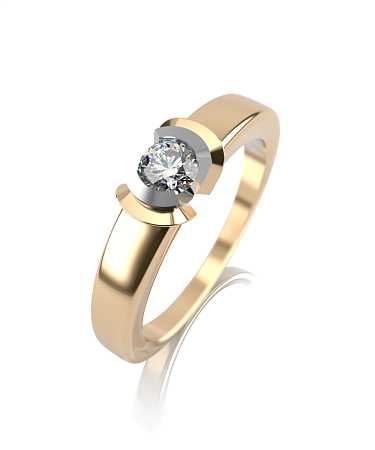 Помолвочное кольцо из желтого золота с бриллиантом ШД-к20/бж