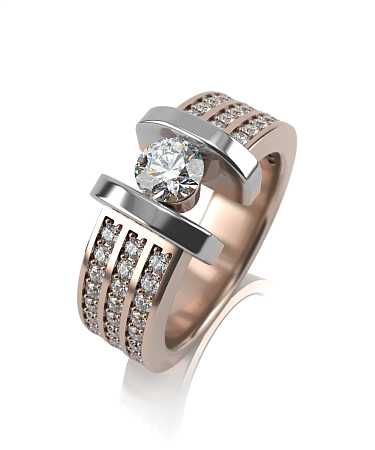 Кольцо из комбинированного золота с бриллиантами К860бр/бк