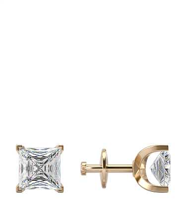 Серьги-пусеты из желтого золота с выращенными бриллиантами МТ-с21вбр/ж