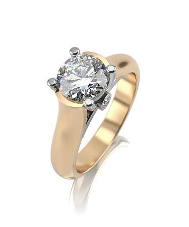 Помолвочное кольцо из комбинированного золота с муассанитом МТ-к8/бж