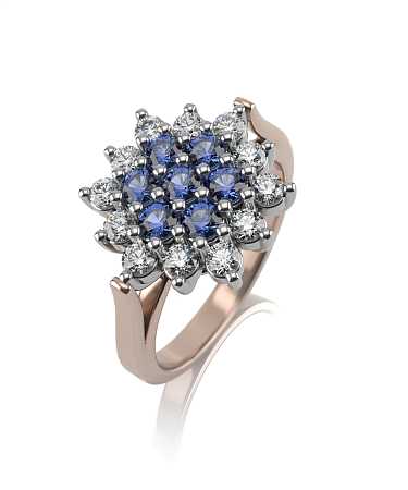 Кольцо из комбинированного золота с сапфирами и бриллиантами К794спбр/бк