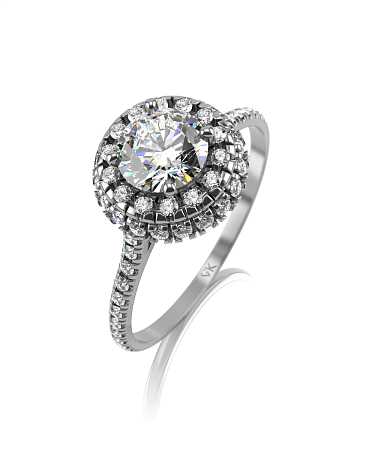 Помолвочное кольцо из белого золота с муассанитами МТ-к12/б