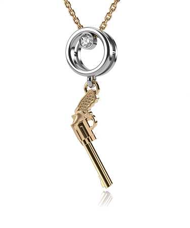 Колье из комбинированного золота с фианитом HP-п130-1ф/бж