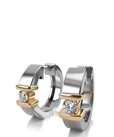 Серьги из комбинированного золота с бриллиантами С861бр/жб