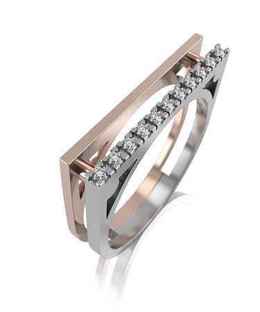 Кольцо из комбинированного золота с бриллиантами HP-к107-11бр/бк