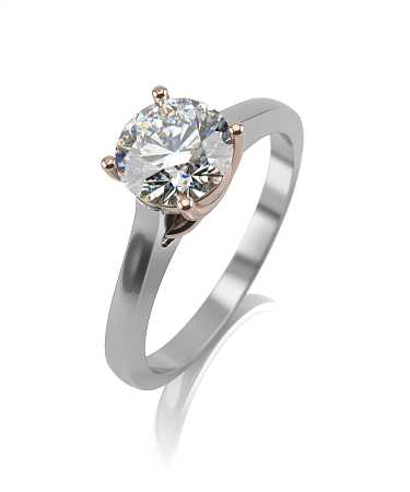 Помолвочное кольцо из комбинированного золота с муассанитом МТ-к1/кб