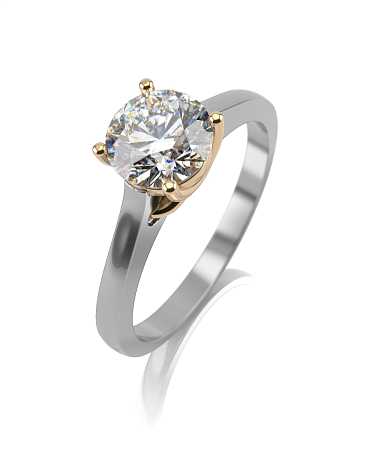 Помолвочное кольцо из комбинированного золота с муассанитом МТ-к1/жб
