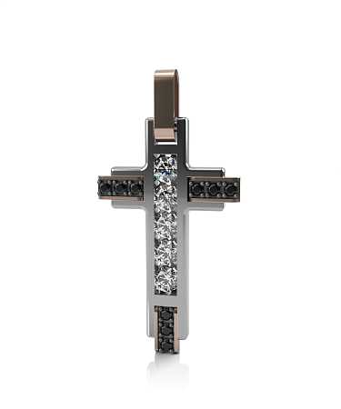 Крест из комбинированного золота с бриллиантами ТК-кр10-14бр/кб