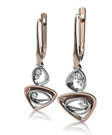 Серьги из комбинированного золота с бриллиантами HP-с120-6бр/бк