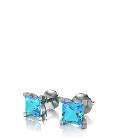 Серьги-пусеты из белого золота с алмазами синтетическими МТ-с23гвбр/б