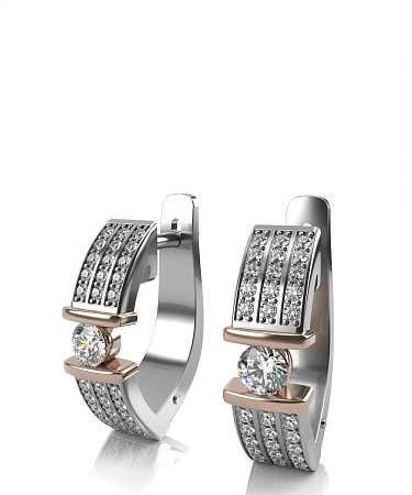 Серьги из комбинированного золота с бриллиантами С864бр/кб