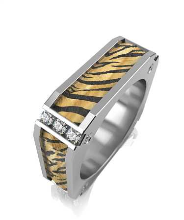 Кольцо из серебра с керамикой и фианитами SF-к107/с