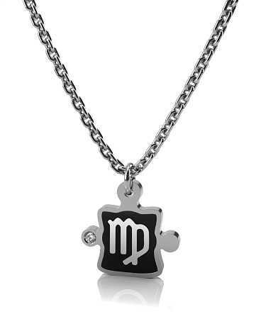 Колье "Дева" из серебра с керамикой и фианитом HP-п146 Дева/с