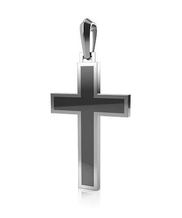 Крест из серебра с керамикой  ТК-кр15кч/с