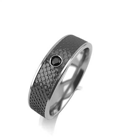 Кольцо из белого золота с черной керамикой и черным бриллиантом SF5-к23кч-1чбр/б