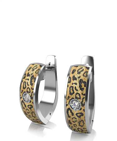 Серьги из серебра с керамикой и фианитами SF-с5/с