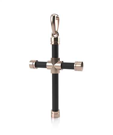 Крест из красного золота с карбоном FJ-кр200/к