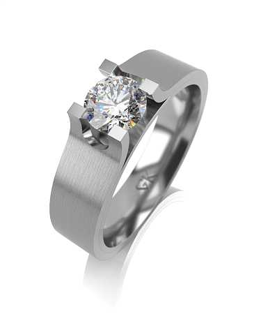 Помолвочное кольцо из белого золота с муассанитом МТ-к14/б