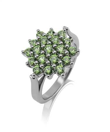 Кольцо из белого золота с изумрудами К794из/б