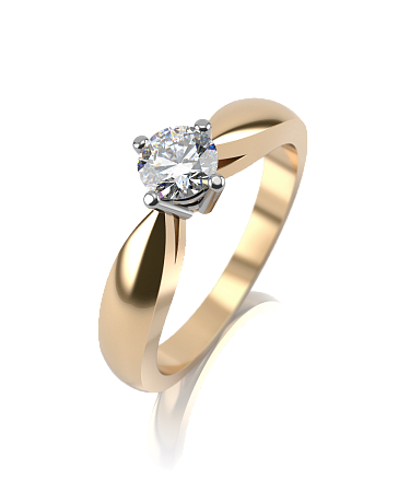 Помолвочное кольцо из комбинированного золота с муассанитом МТ-к7/бж