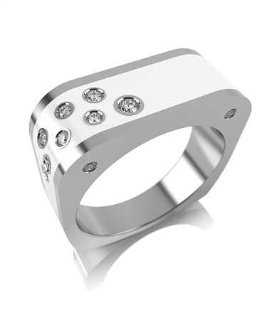 Кольцо из серебра с керамикой и фианитами FJ-к40/с