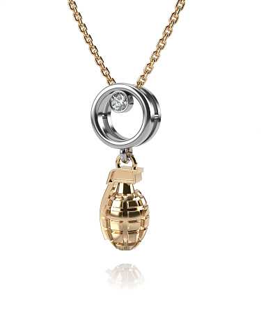 Колье из комбинированного золота с фианитом HP-п131-1ф/бж