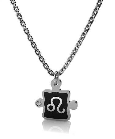 Колье "Лев" из серебра с керамикой и фианитом HP-п146 Лев/с