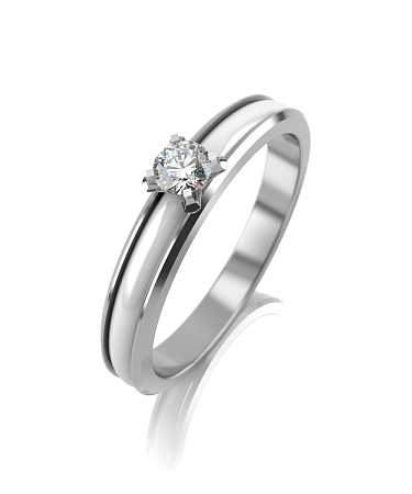 Помолвочное кольцо из белого золота с бриллиантом и белой керамикой ШД-к113кб-1бр/б