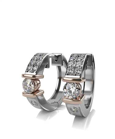 Серьги из комбинированного золота с керамикой и бриллиантами НЭ-с6кб/кб