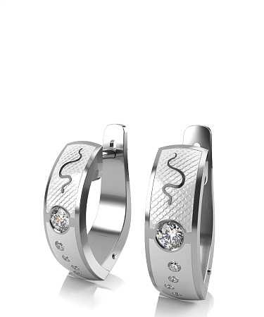 Серьги из серебра с керамикой и фианитами SF-с22/с