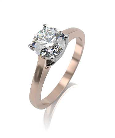 Помолвочное кольцо из комбинированного золота с муассанитом МТ-к1/бк