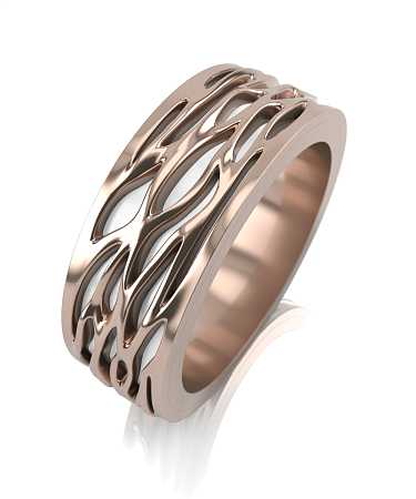 Обручальное кольцо из красного золота с белой керамикой ОК-к1кб/к