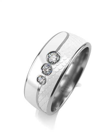 Кольцо из серебра с белой керамикой и фианитами SF-к43/с
