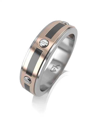 Обручальное кольцо из комбинированного золота с черной керамикой КРТ-к17кч/кб