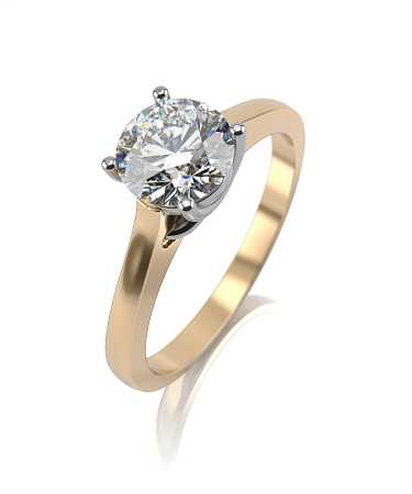Помолвочное кольцо из комбинированного золота с муассанитом МТ-к1/бж