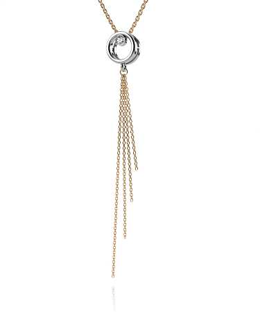 Колье из комбинированного золота с фианитом HP-п123-1ф/бж