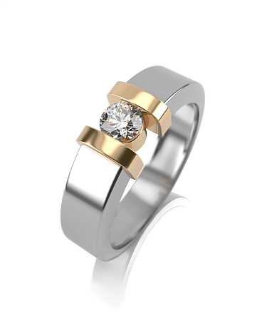 Кольцо из комбинированного золота с бриллиантом К861бр/жб