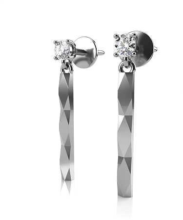 Серьги из белого золота с выращенным бриллиантом ВН-с11/б