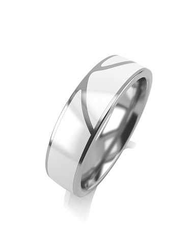 Кольцо из белого золота с керамикой белого цвета KI5-к1кб/б