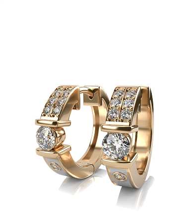 Серьги из желтого золота с керамикой и бриллиантами НЭ-с6кб/ж