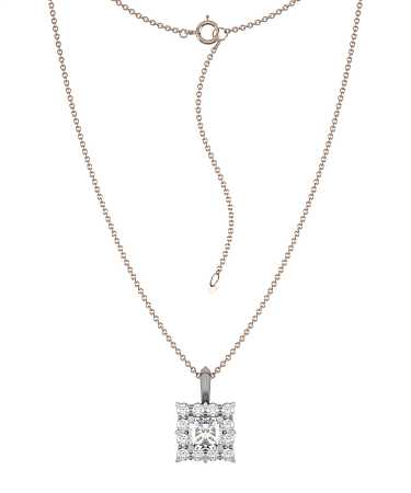 Колье из комбинированного золота с выращенными бриллиантами ЦТ-п12вбр/бк