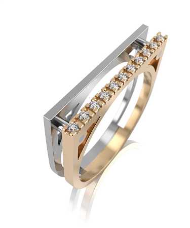 Кольцо из комбинированного золота с бриллиантами HP-к107-11бр/жб