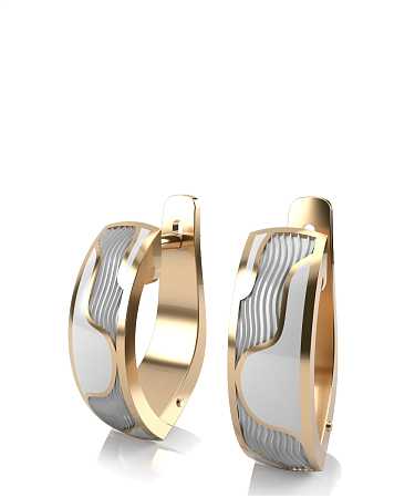 Серьги из желтого золота с белой керамикой KI-с12кб/ж