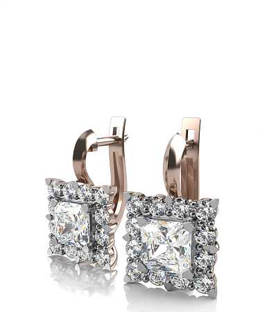 Серьги из красного золота с выращенными бриллиантами ЦТ-с12вбр/к