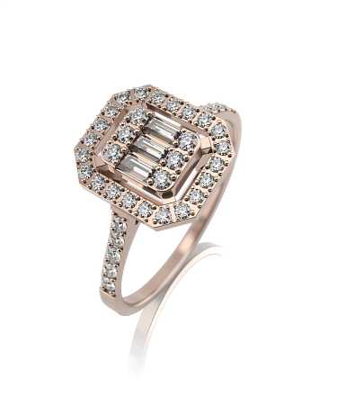 Кольцо из красного золота с бриллиантами ШД-к45-41бр/к