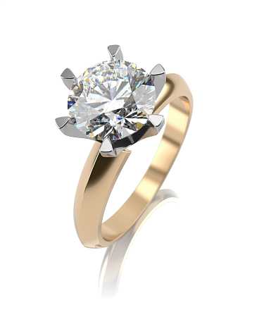 Помолвочное кольцо из комбинированного золота с муассанитом МТ-к4/бж