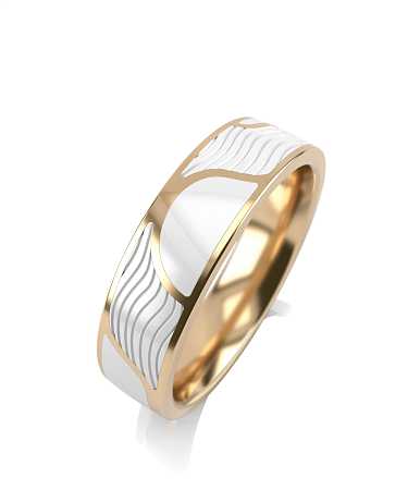 Кольцо из желтого золота с керамикой белого цвета KI5-к12кб/ж